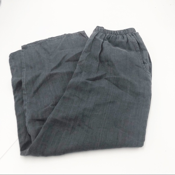 Flax wide leg gray linen pants Sz S - Picture 2 of 5